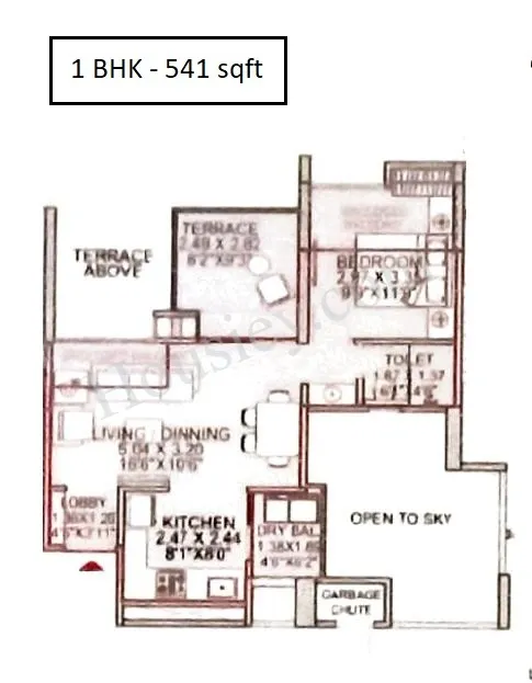 Saarrthi Codename 1873 Unit plan - 541 sq.ft.