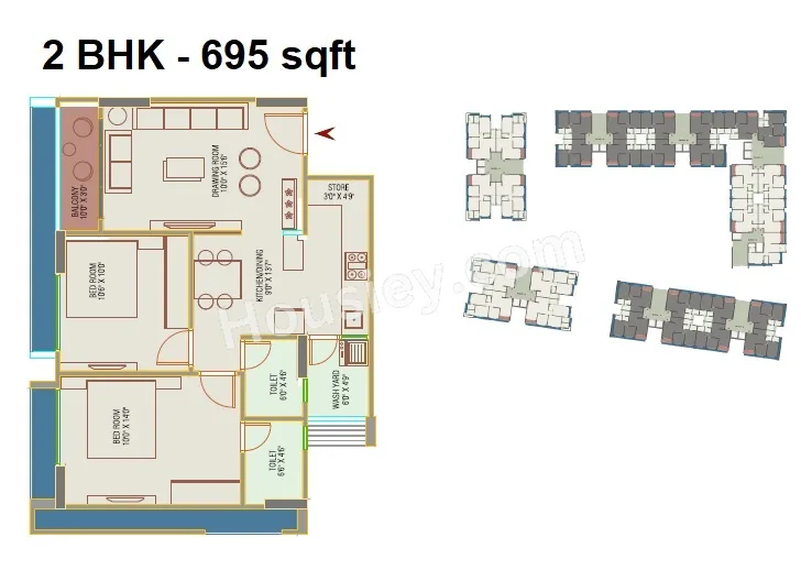 Sacred Shivansh Unit plan - 695 sq.ft.