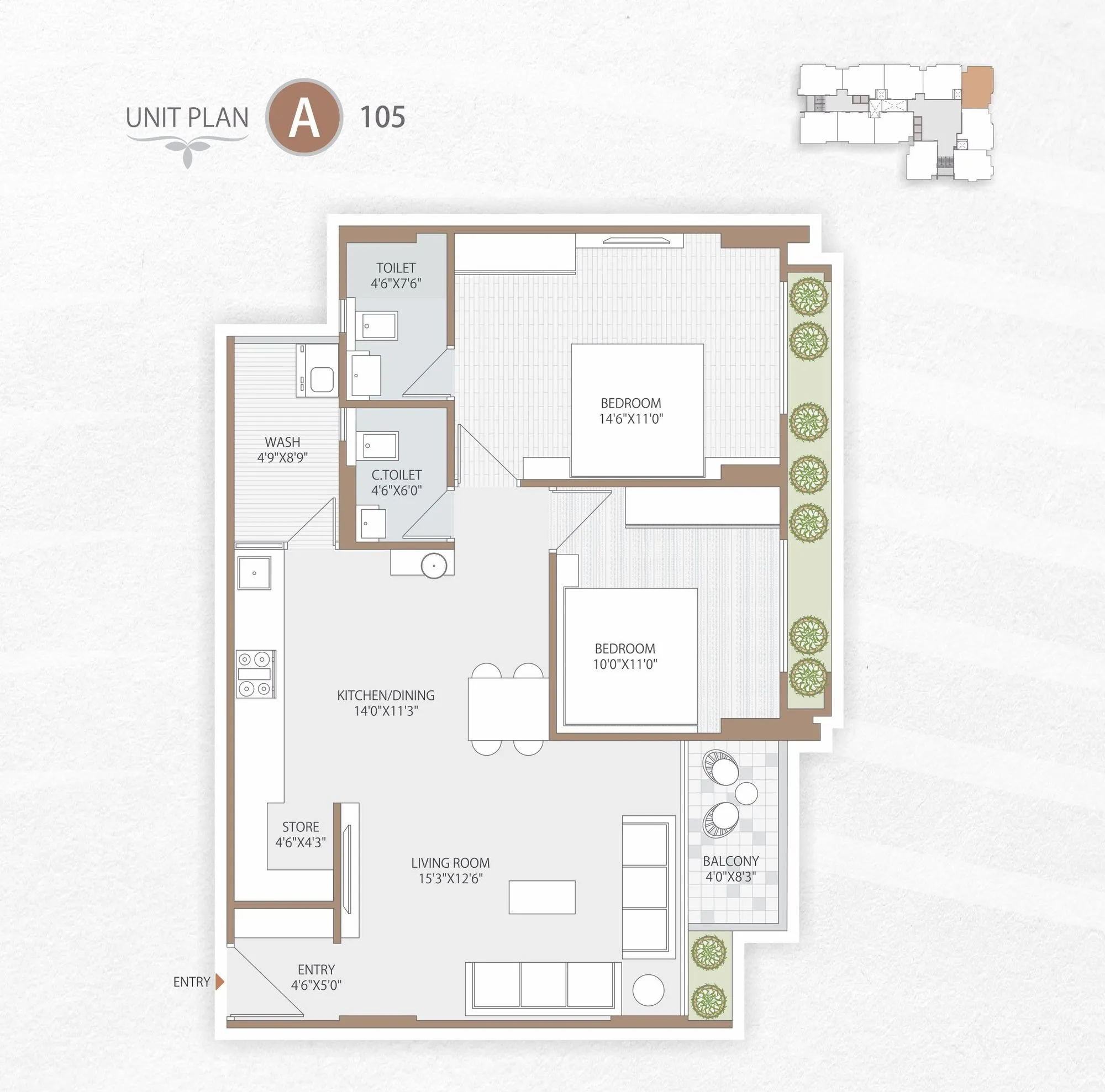Dynamic Sagar Unit plan - 1030 sq.ft.