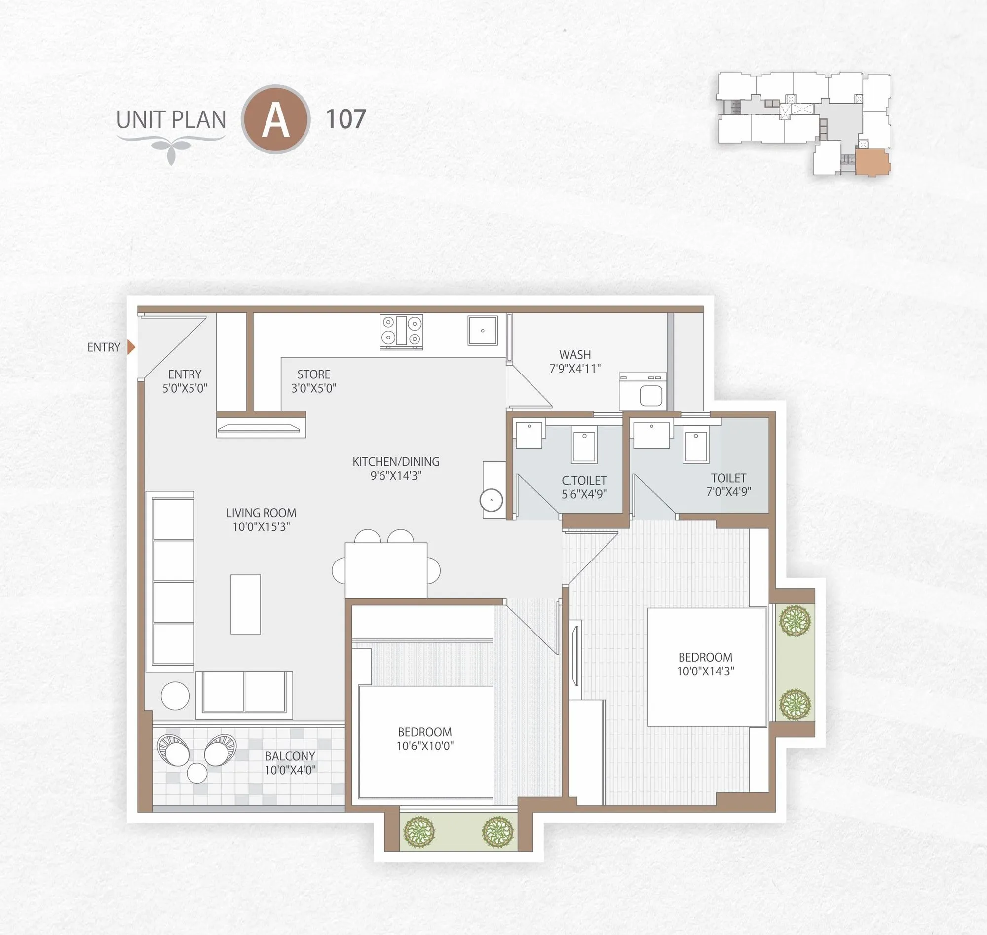 Dynamic Sagar Unit plan - 1061 sq.ft.