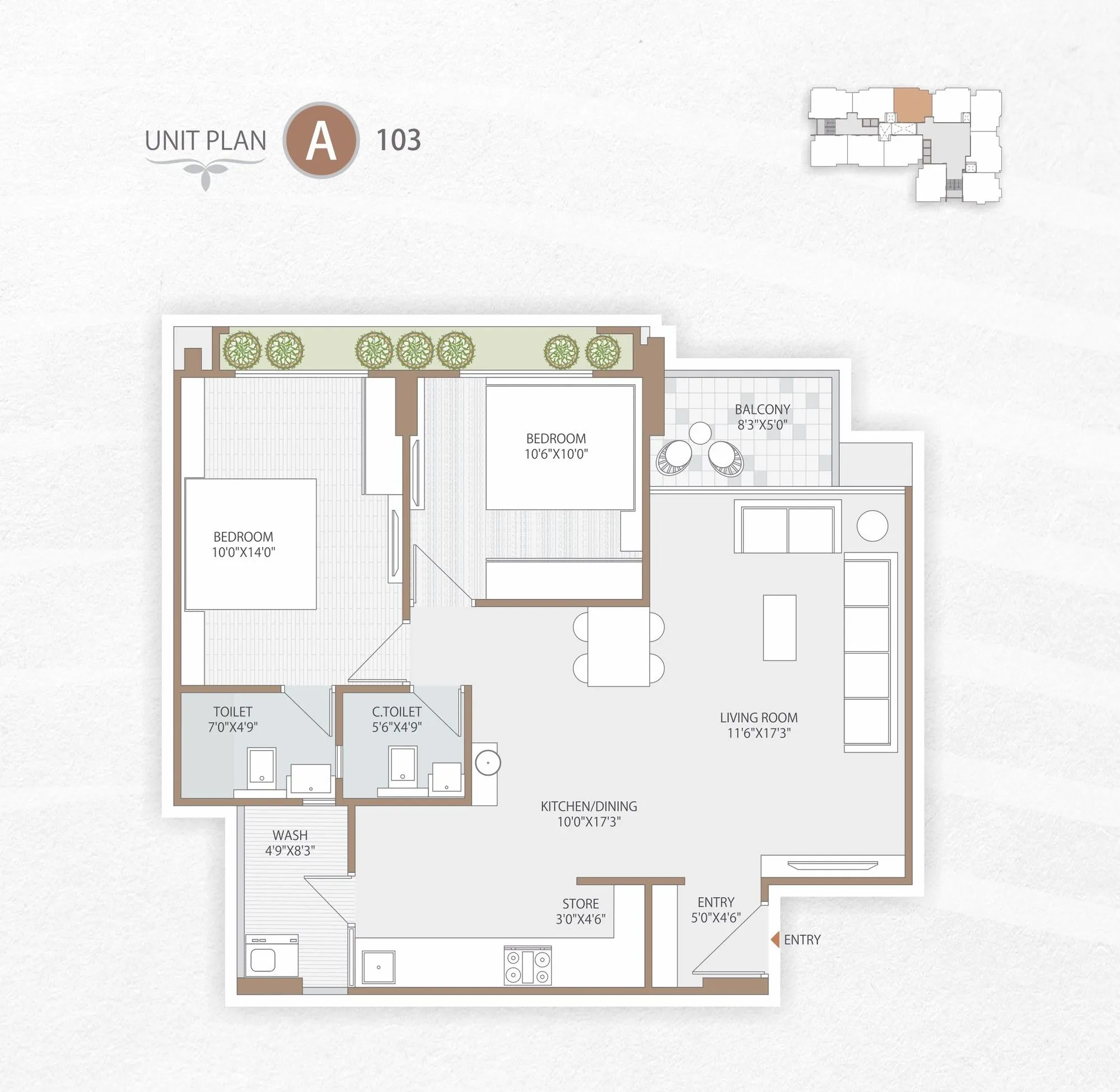 Dynamic Sagar Unit plan - 974 sq.ft.