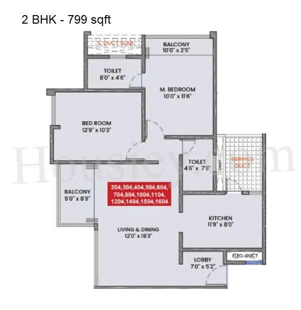 Sahadeo Polaris Unit plan - 799 sq.ft.