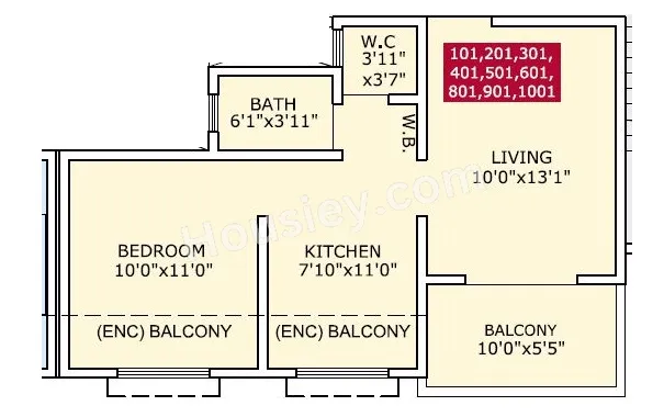 Sahara Onella Tower Unit plan - 446 sq.ft.