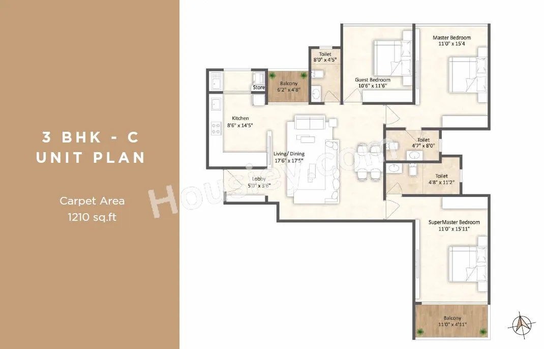 Saheel ITrend Palacio Unit plan - 1210 sq.ft.