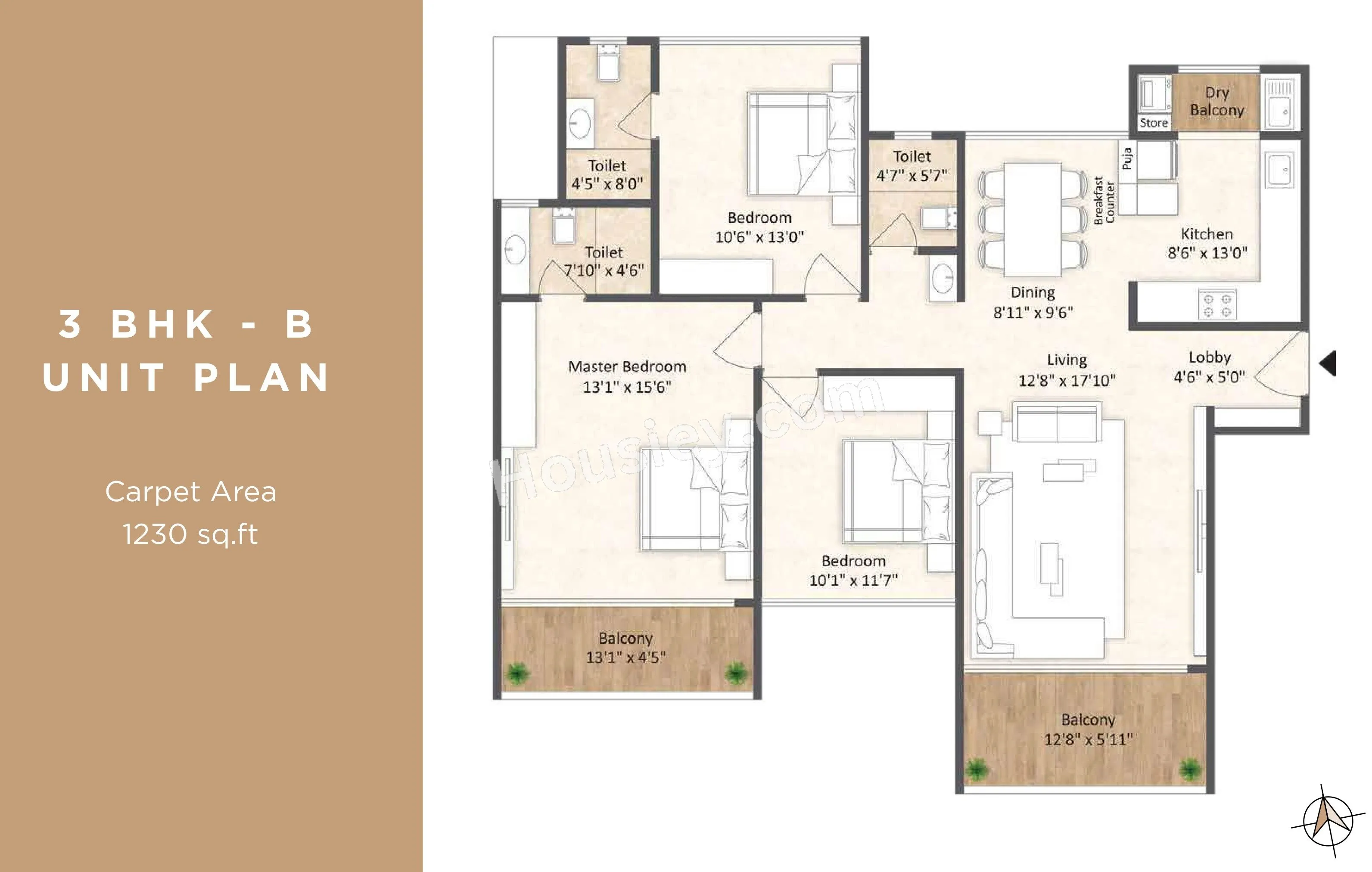 Saheel ITrend Palacio Unit plan - 1230 sq.ft.