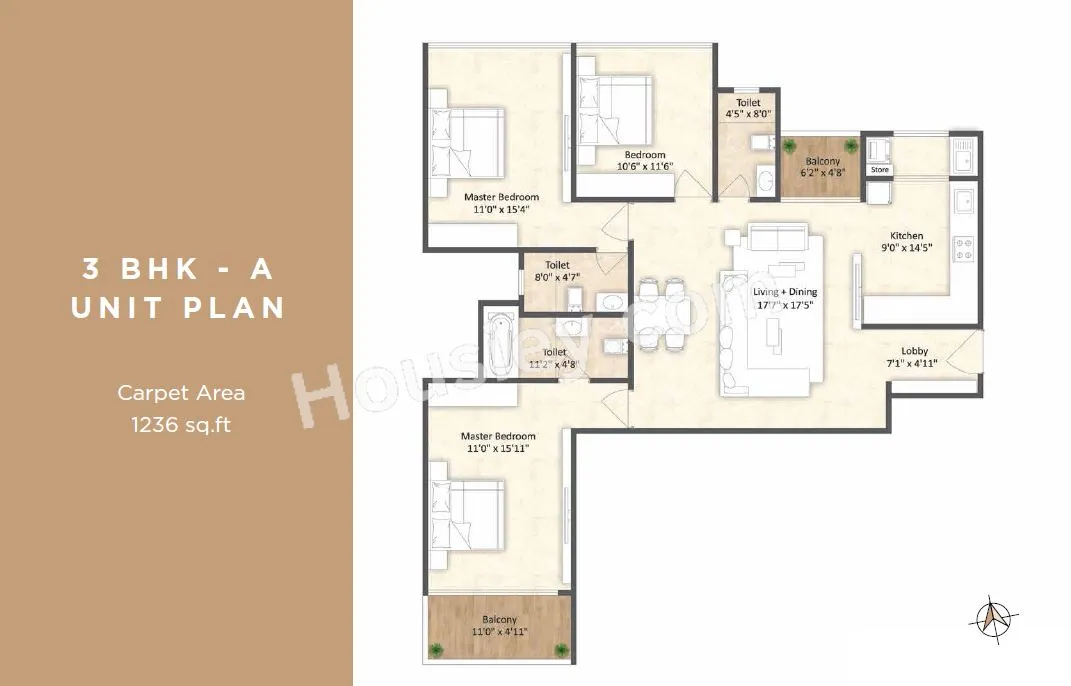Saheel ITrend Palacio Unit plan - 1236 sq.ft.