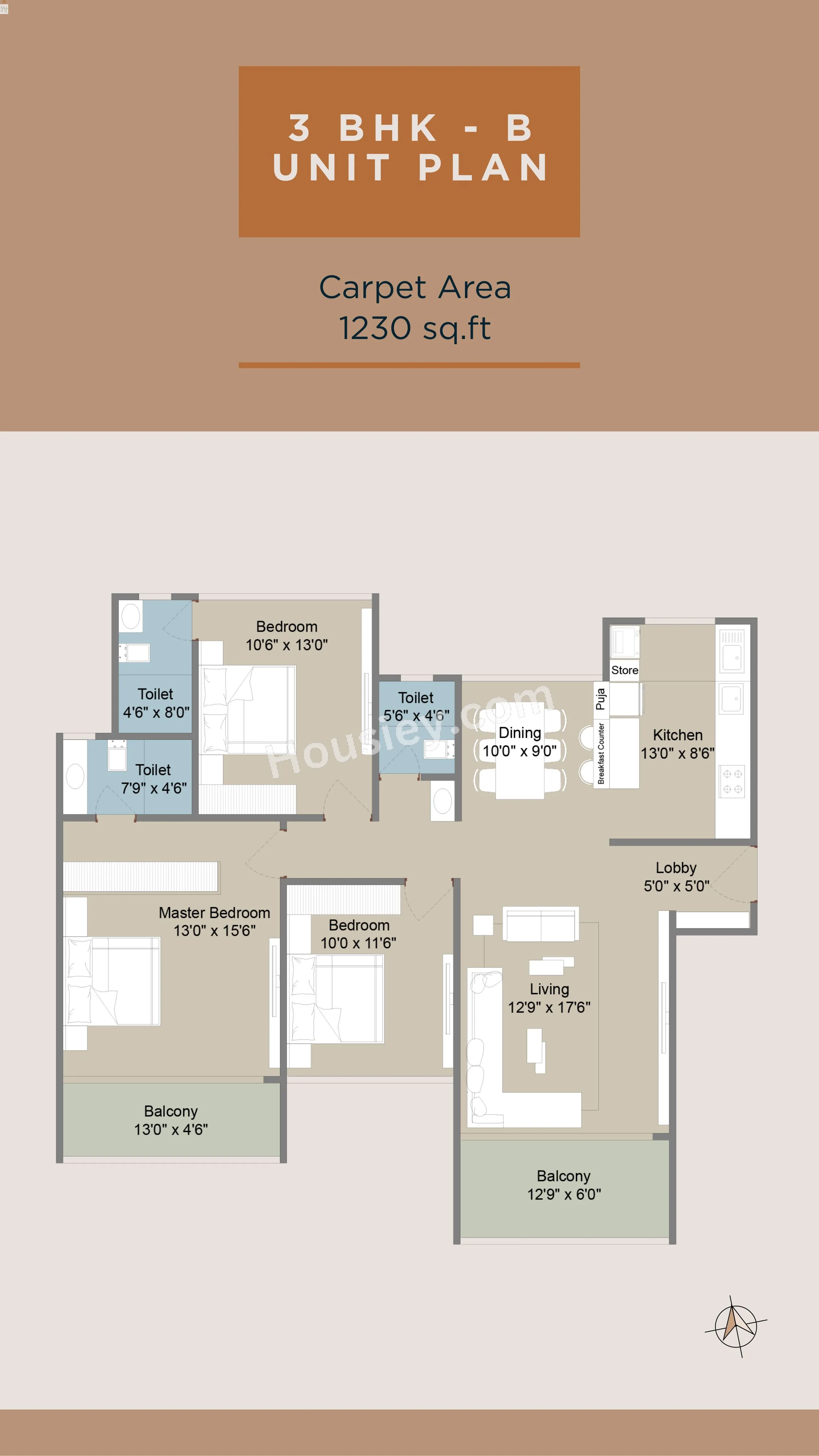 Saheel I Trend Chinchwad Unit plan - 1230 sq.ft.