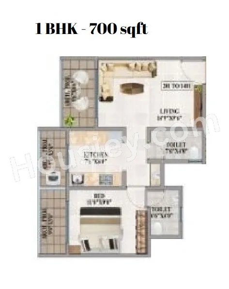 Sai Altezza Unit plan - 700 sq.ft.