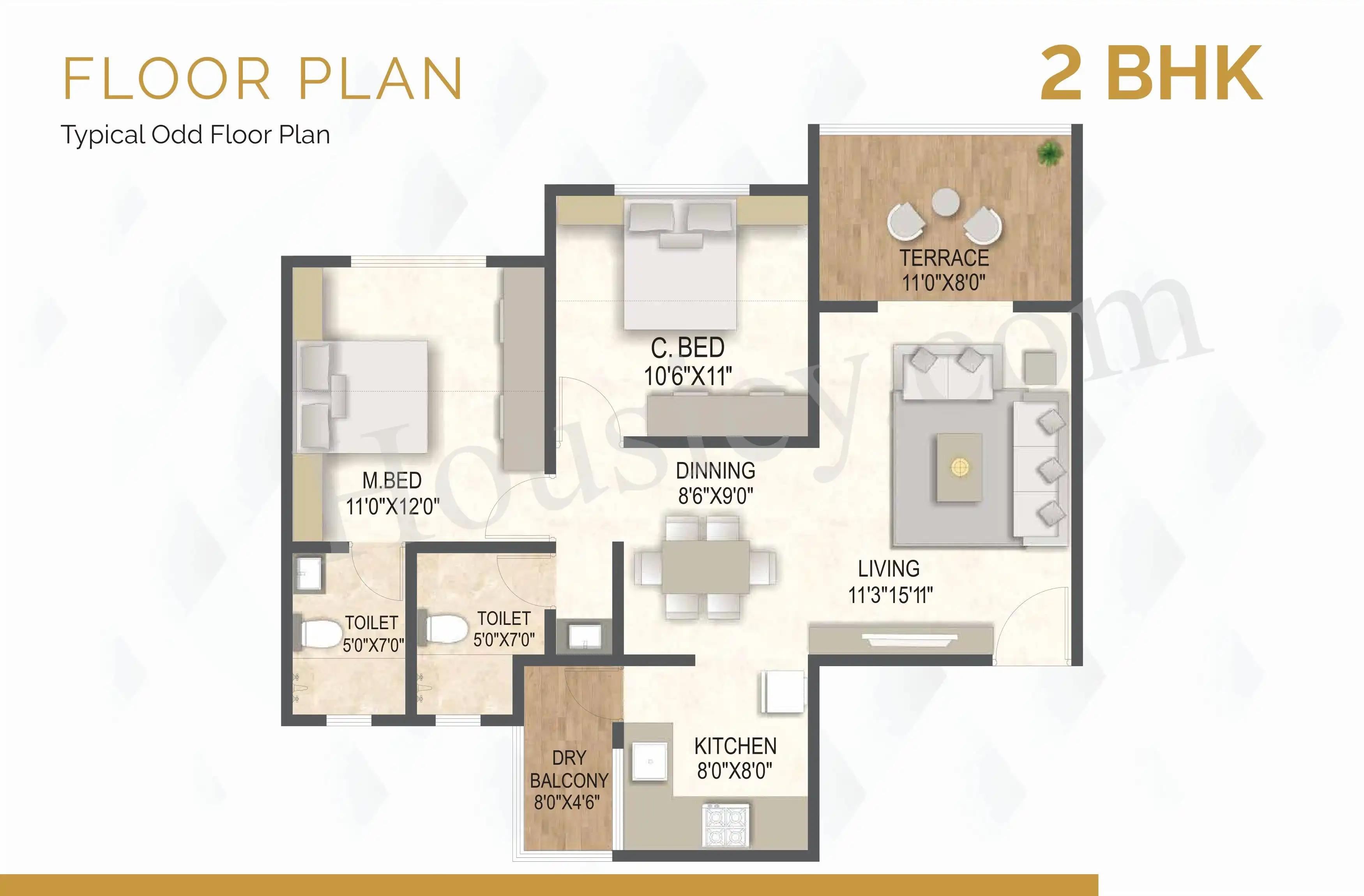 SSD Sai Pearl Phase 5 Unit plan - 765 sq.ft.