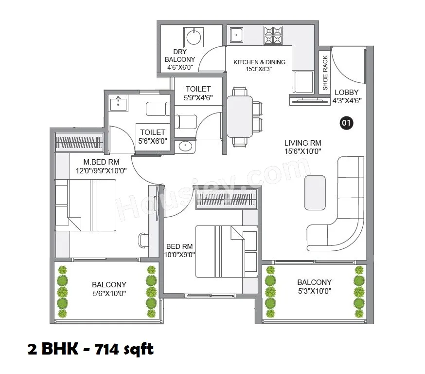 City One Sai Signature Unit plan - 714 sq.ft.
