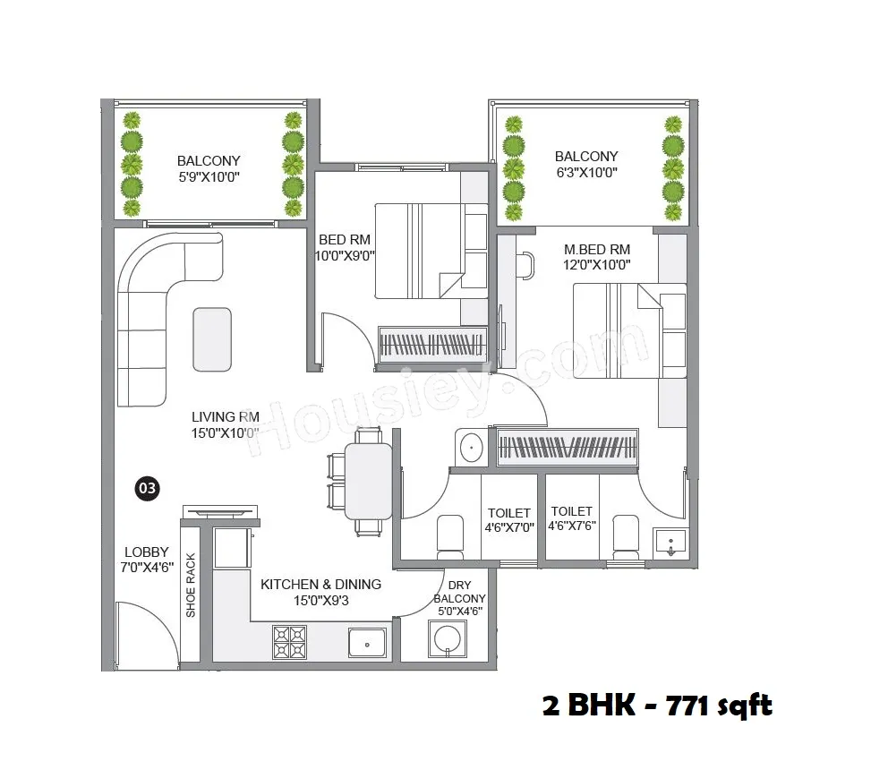City One Sai Signature Unit plan - 771 sq.ft.