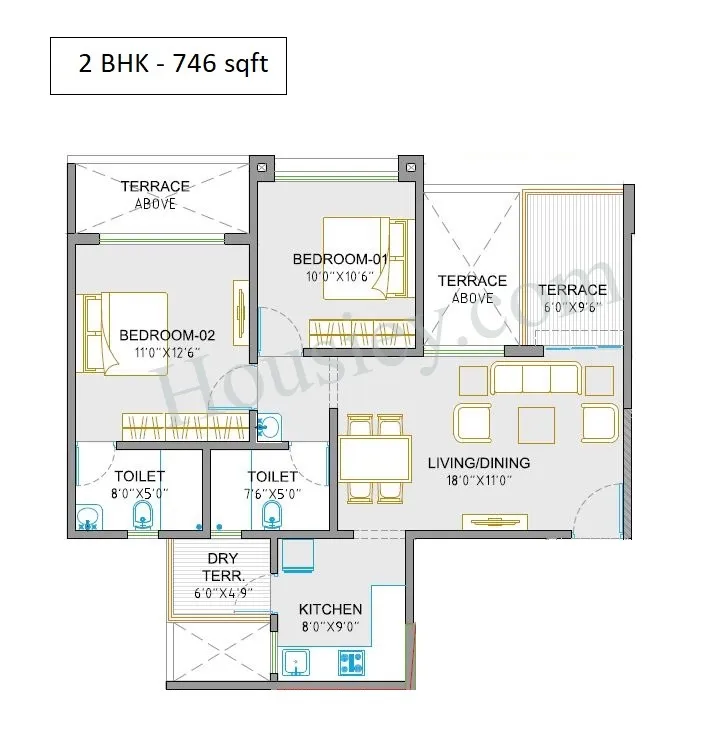 SSD Sai Vista Unit plan - 746 sq.ft.