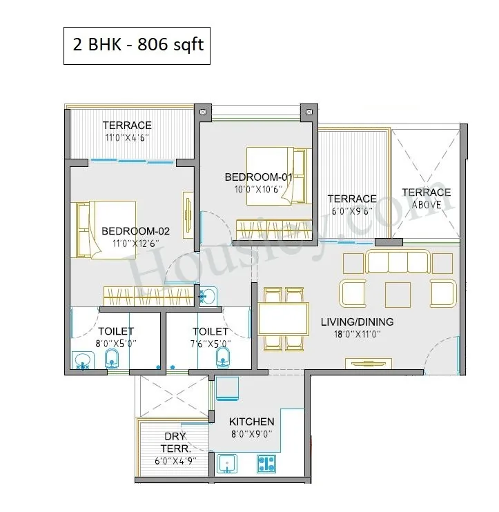 SSD Sai Vista Unit plan - 806 sq.ft.