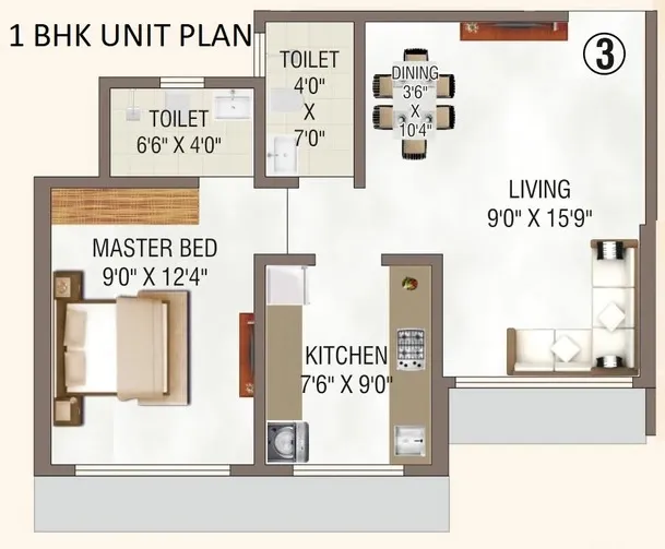 Salasar Aavatar Unit plan - 441 sq.ft.