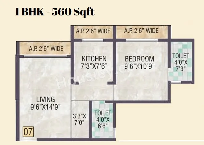 Samaira Opulence Unit plan - 560 sq.ft.