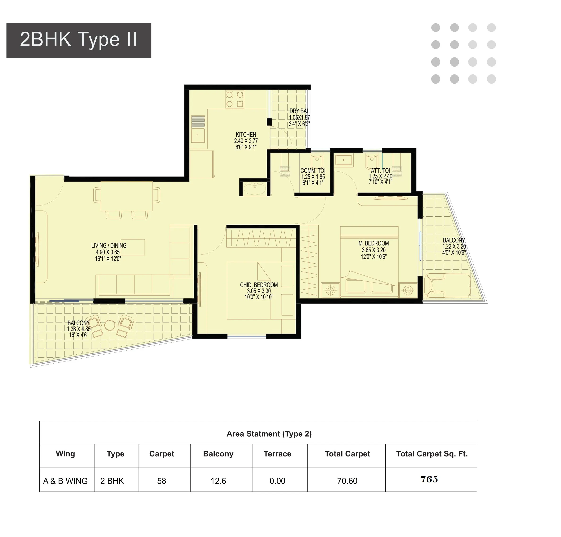Borade Samarth County Unit plan - 765 sq.ft.