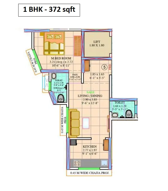 Samarth Reva Unit plan - 372 sq.ft.