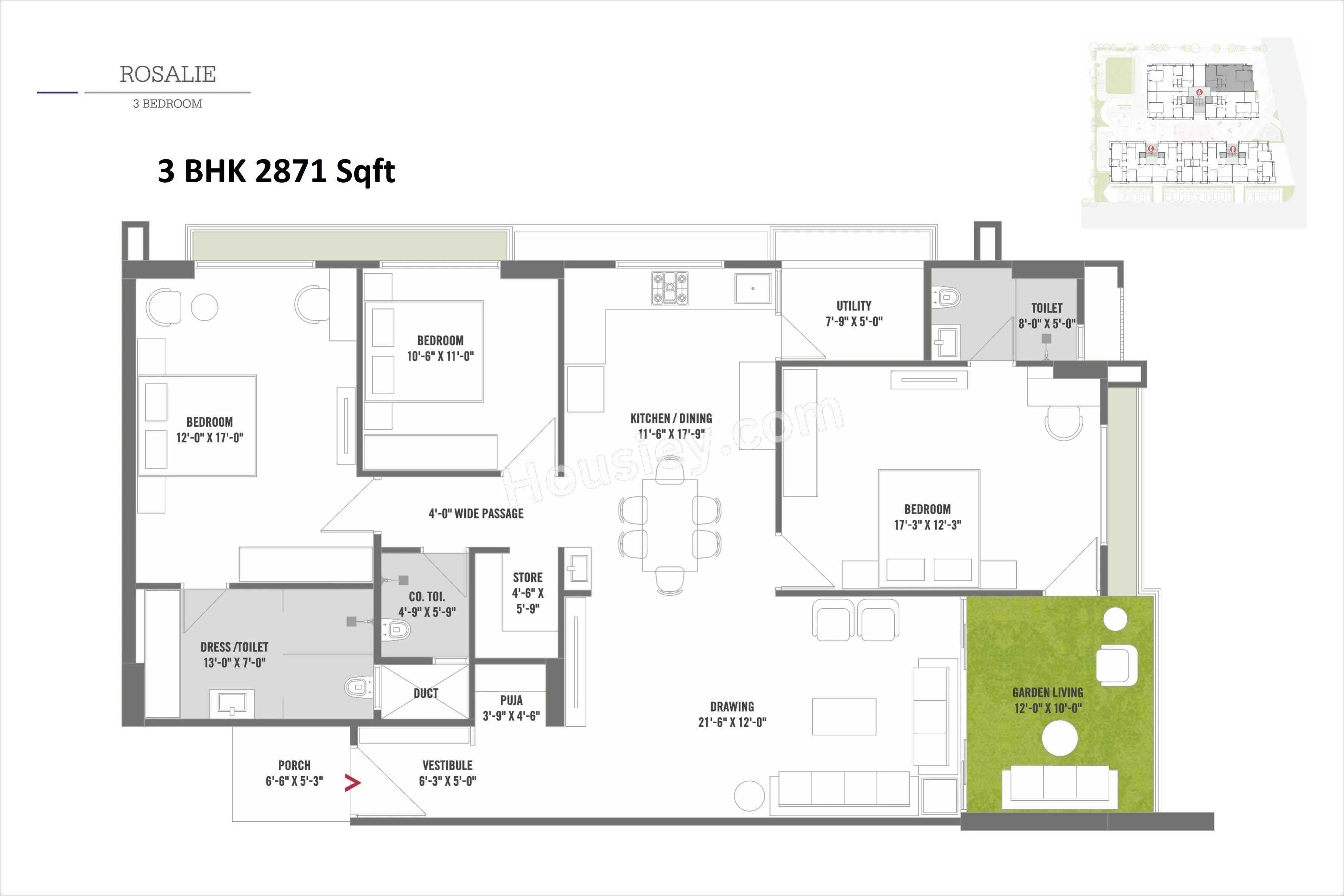 Samatva Amaryllis Unit plan - 1579 sq.ft.