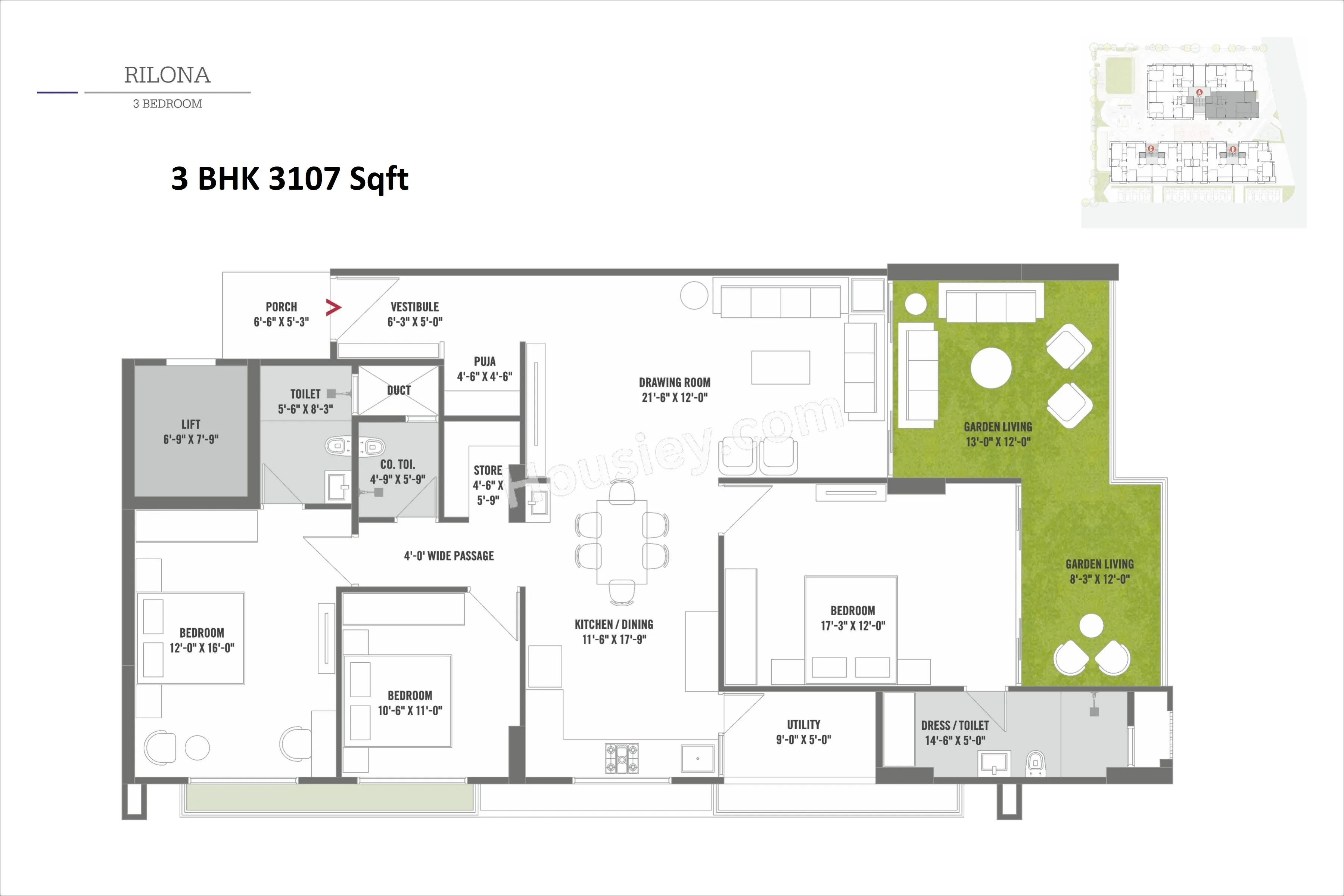 Samatva Amaryllis Unit plan - 1708 sq.ft.