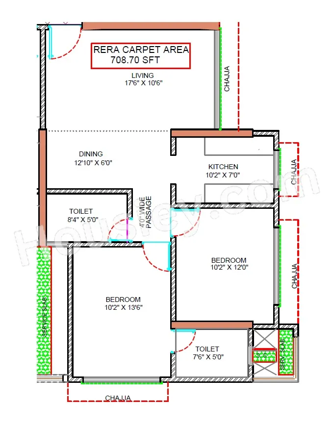 Sangam Nero Unit plan - 708 sq.ft.