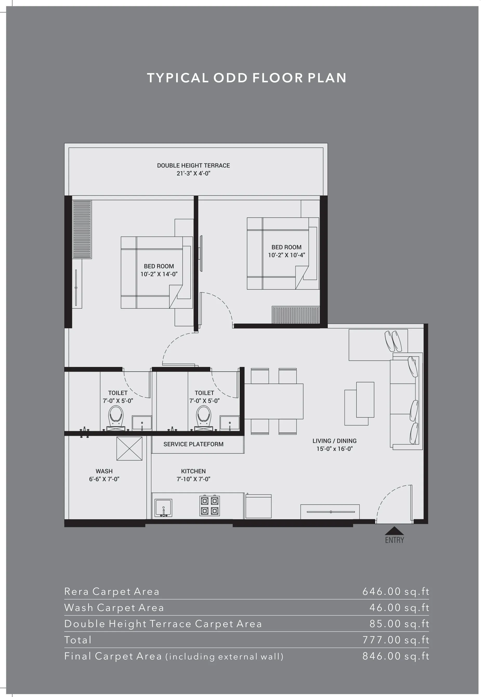 Sangath Smart Life Unit plan - 846 sq.ft.