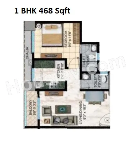 Sanghvi S3 Skyrise Unit plan - 468 sq.ft.