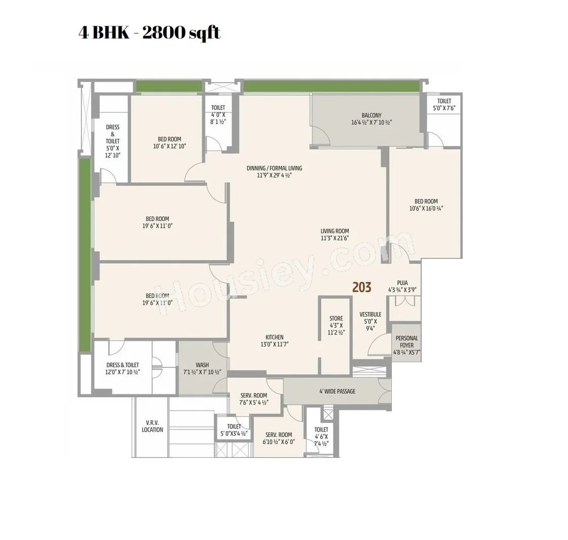 Sankalp Grace 3 Unit plan - 1540 sq.ft.