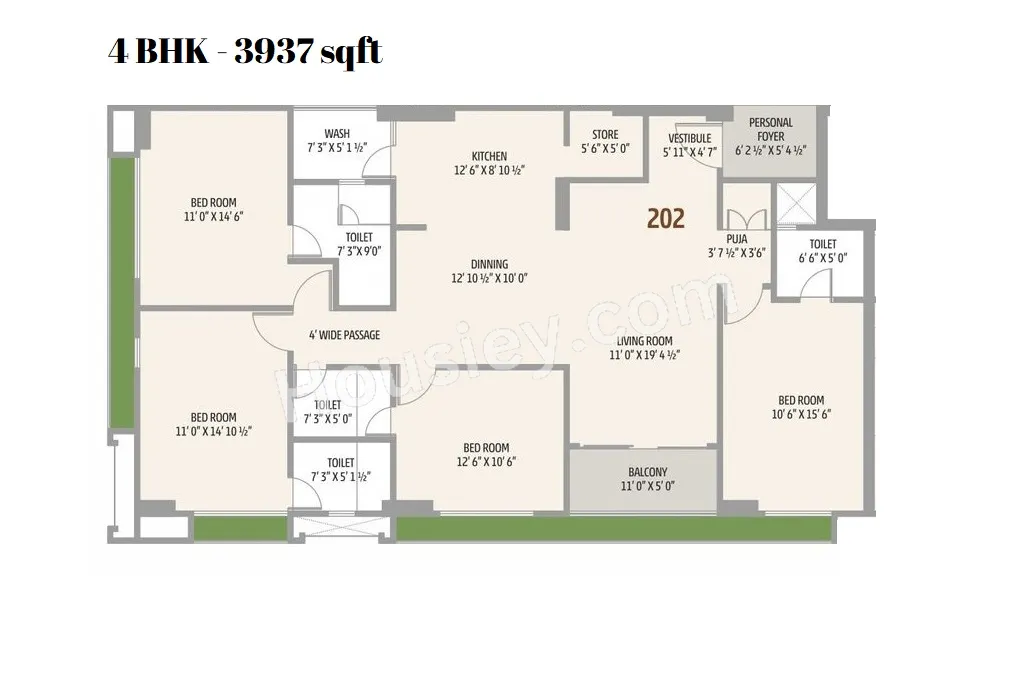 Sankalp Grace 3 Unit plan - 2165 sq.ft.