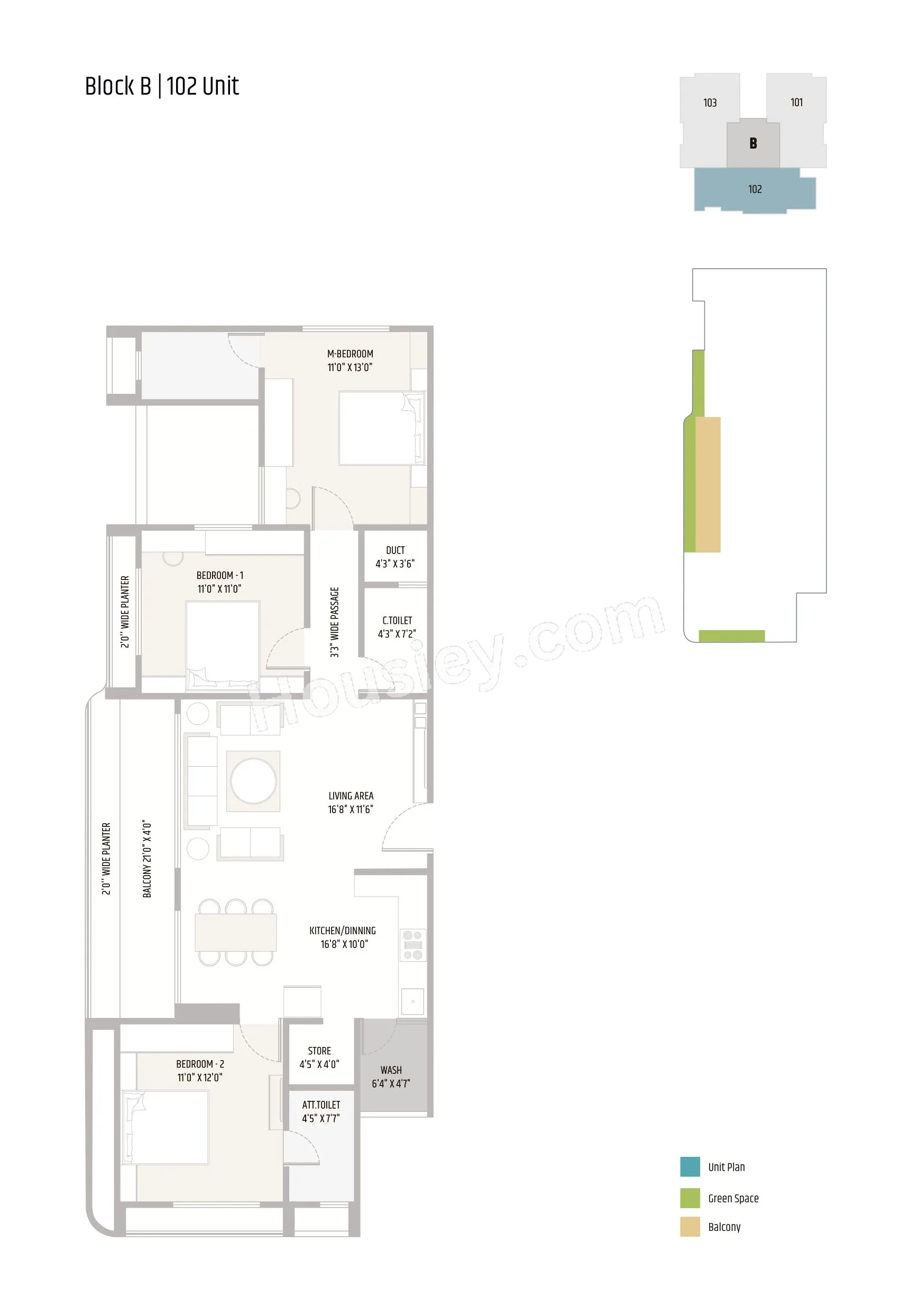 Unit plan - 1104 sq.ft.