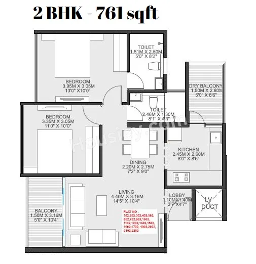 Sankla East World Unit plan - 761 sq.ft.