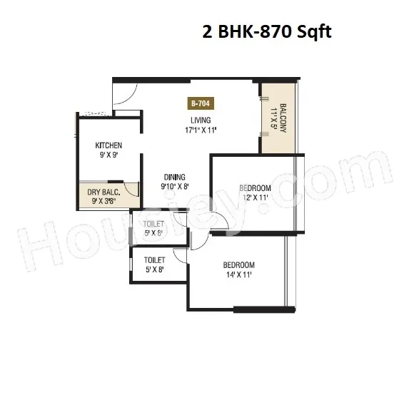 Unit plan - 870 sq.ft.