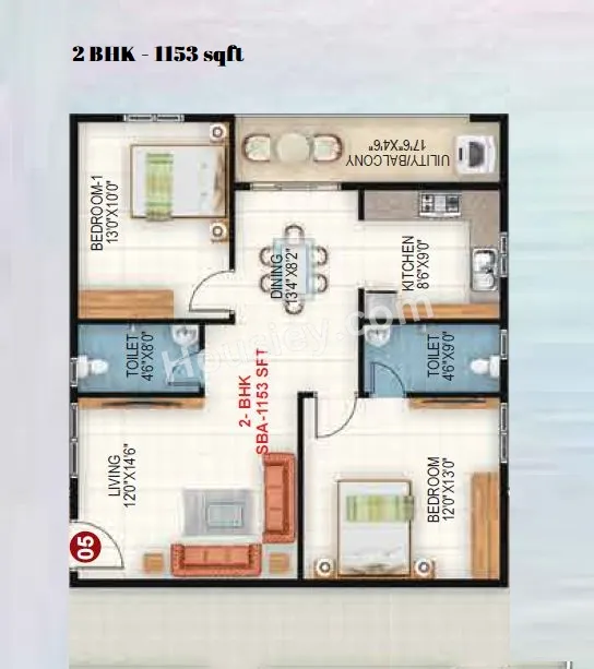 Sapthagiri Sandalwoods Unit plan - 864 sq.ft.