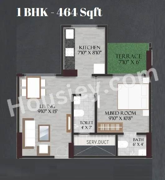 Unit plan - 464 sq.ft.