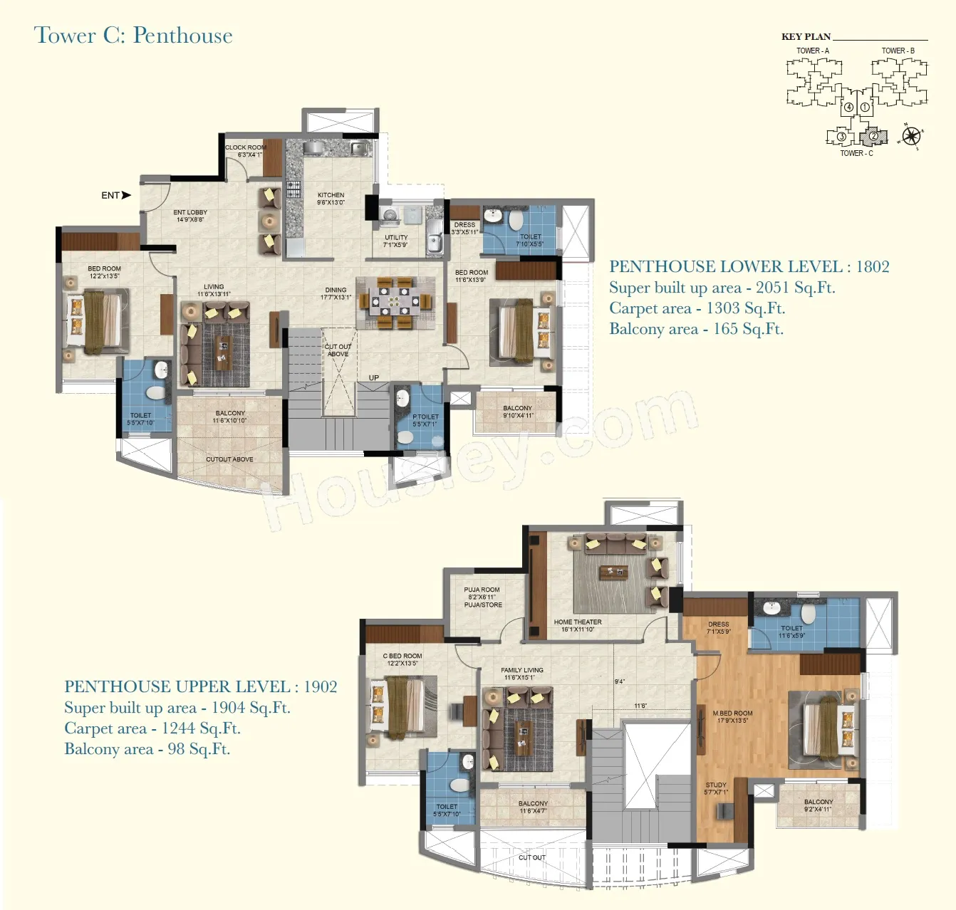 Sattva Aqua Vista Unit plan - 2547 sq.ft.