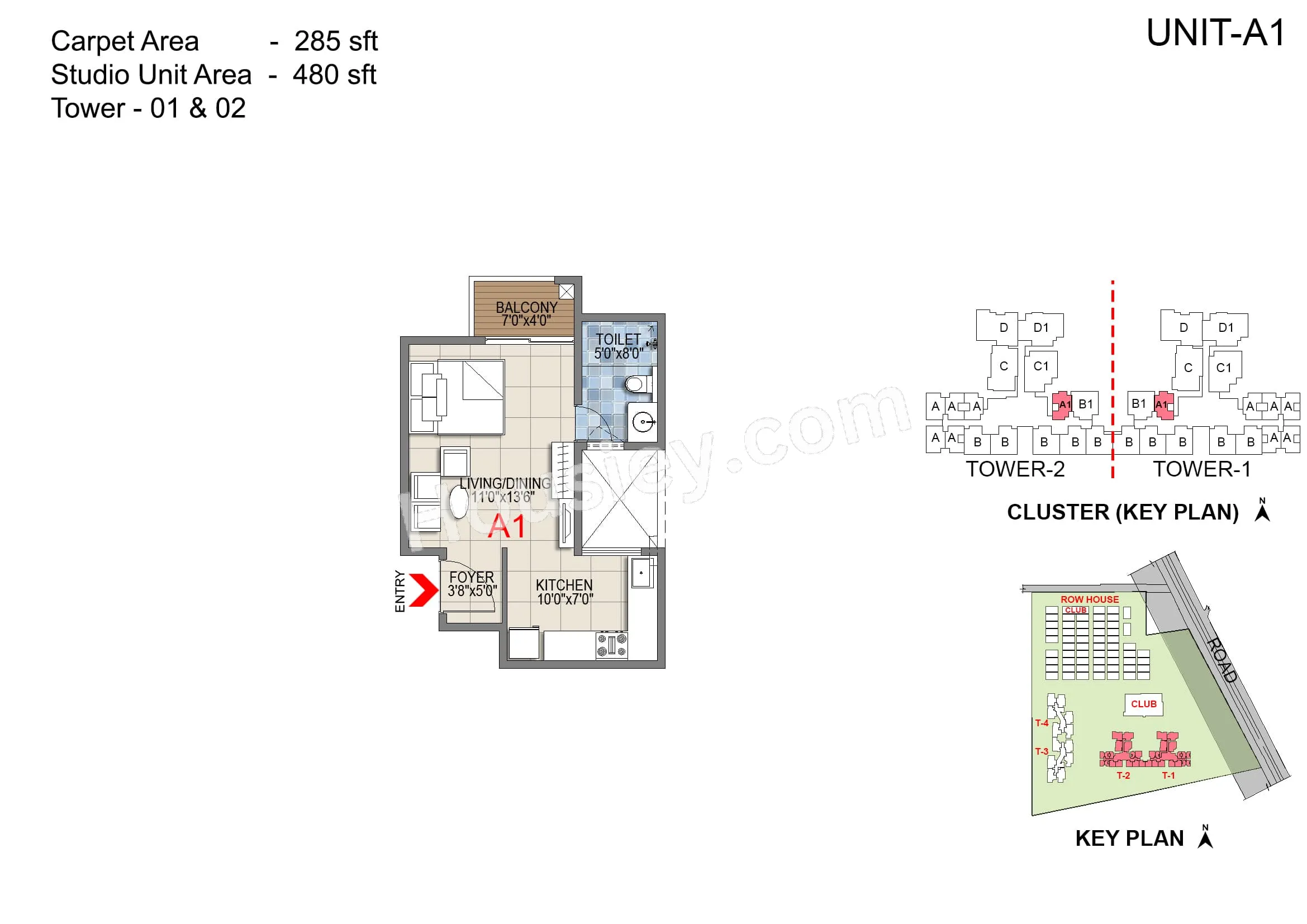 Sattva Songbird Unit plan - 288 sq.ft.