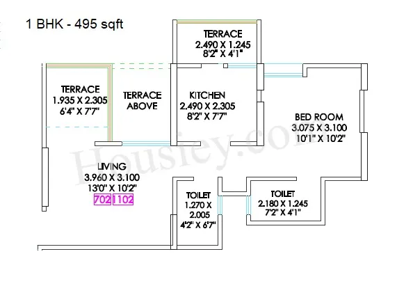 Satyam Niranjani Unit plan - 495 sq.ft.