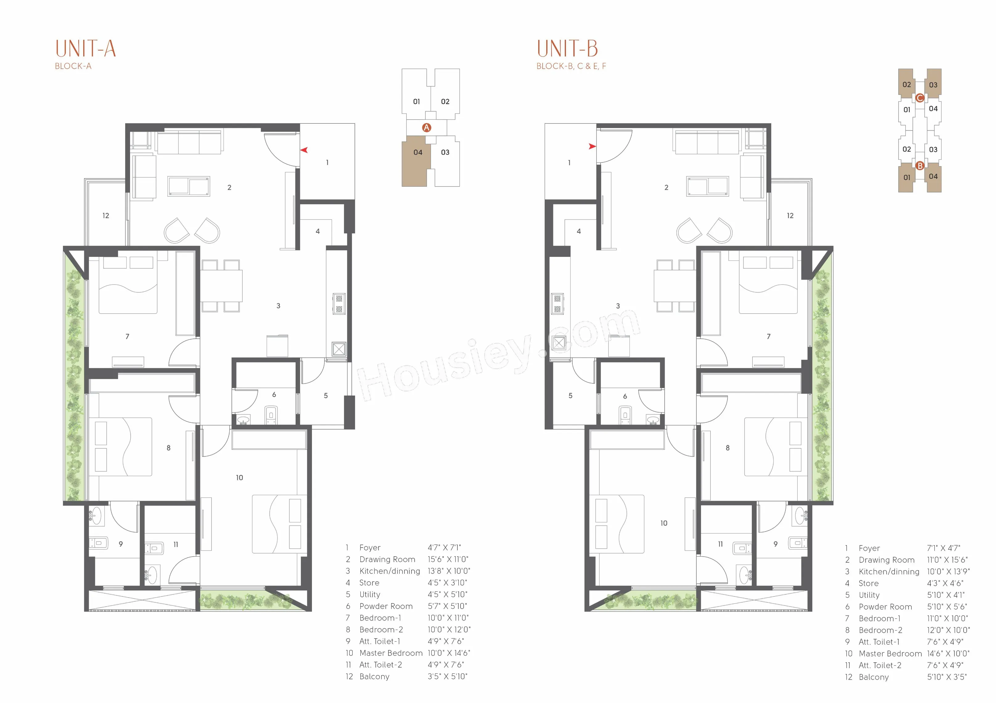 Unit plan - 965 sq.ft.