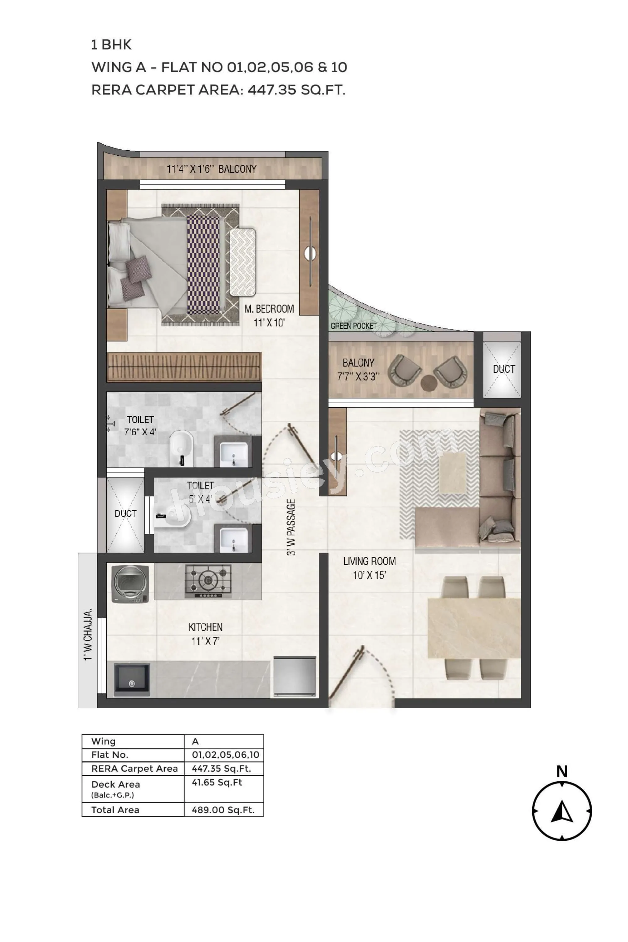 Sayba Olympia Unit plan - 489 sq.ft.