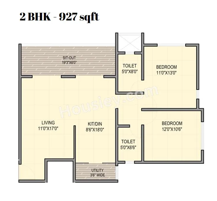 Scon Pinewood Unit plan - 927 sq.ft.
