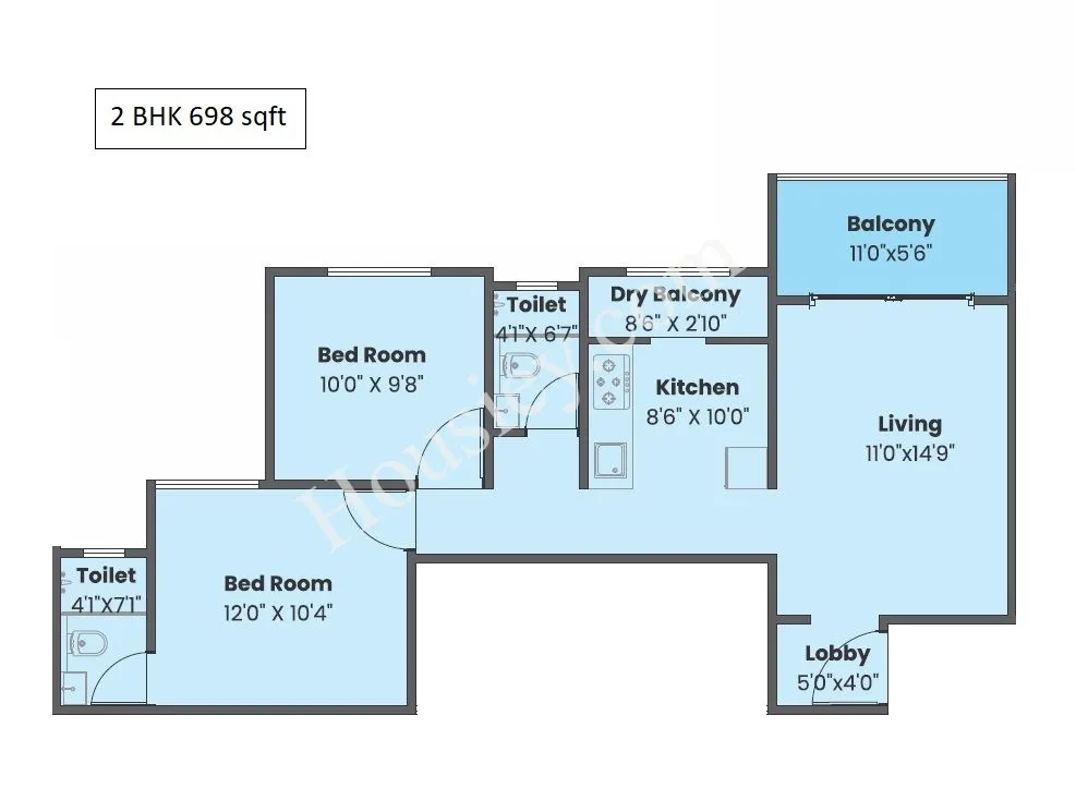 Unit plan - 698 sq.ft.