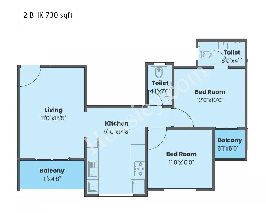 Sentosa Ekam Unit plan - 730 sq.ft.