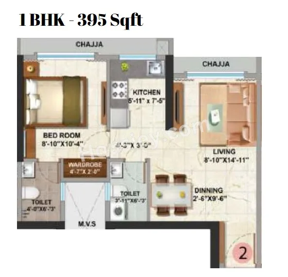 Sethia Pride Unit plan - 395 sq.ft.