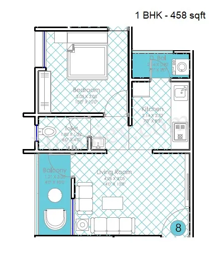Unit plan - 458 sq.ft.