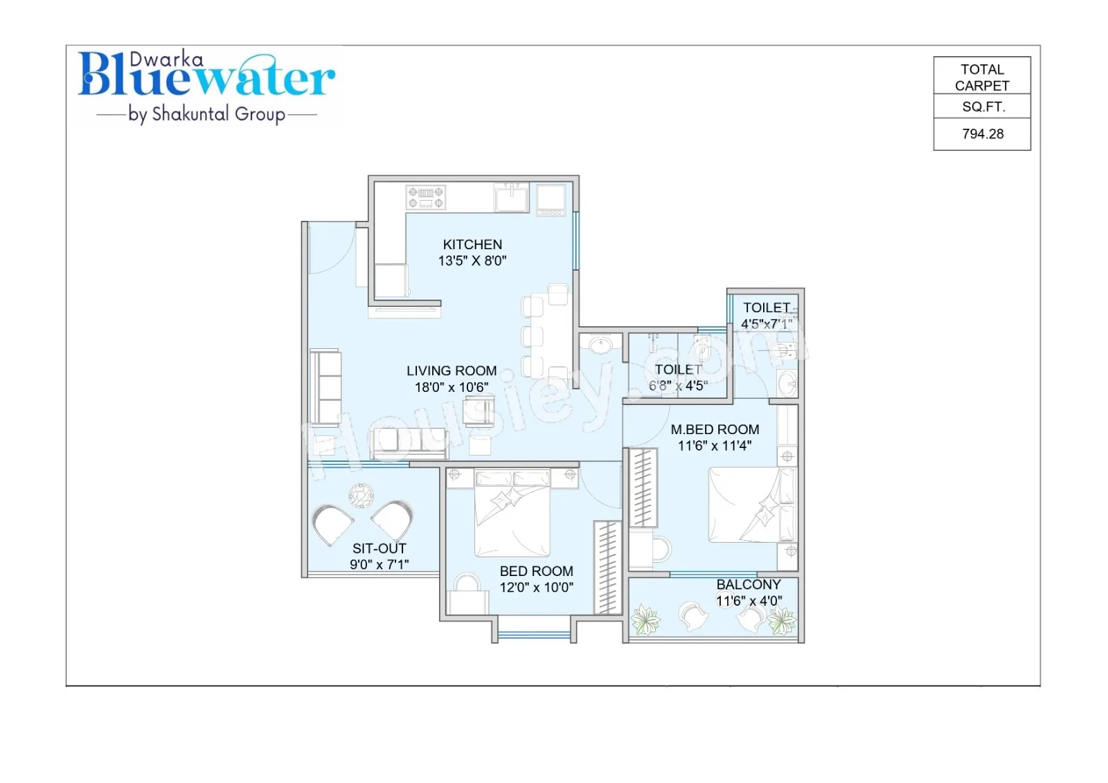 Unit plan - 769 sq.ft.