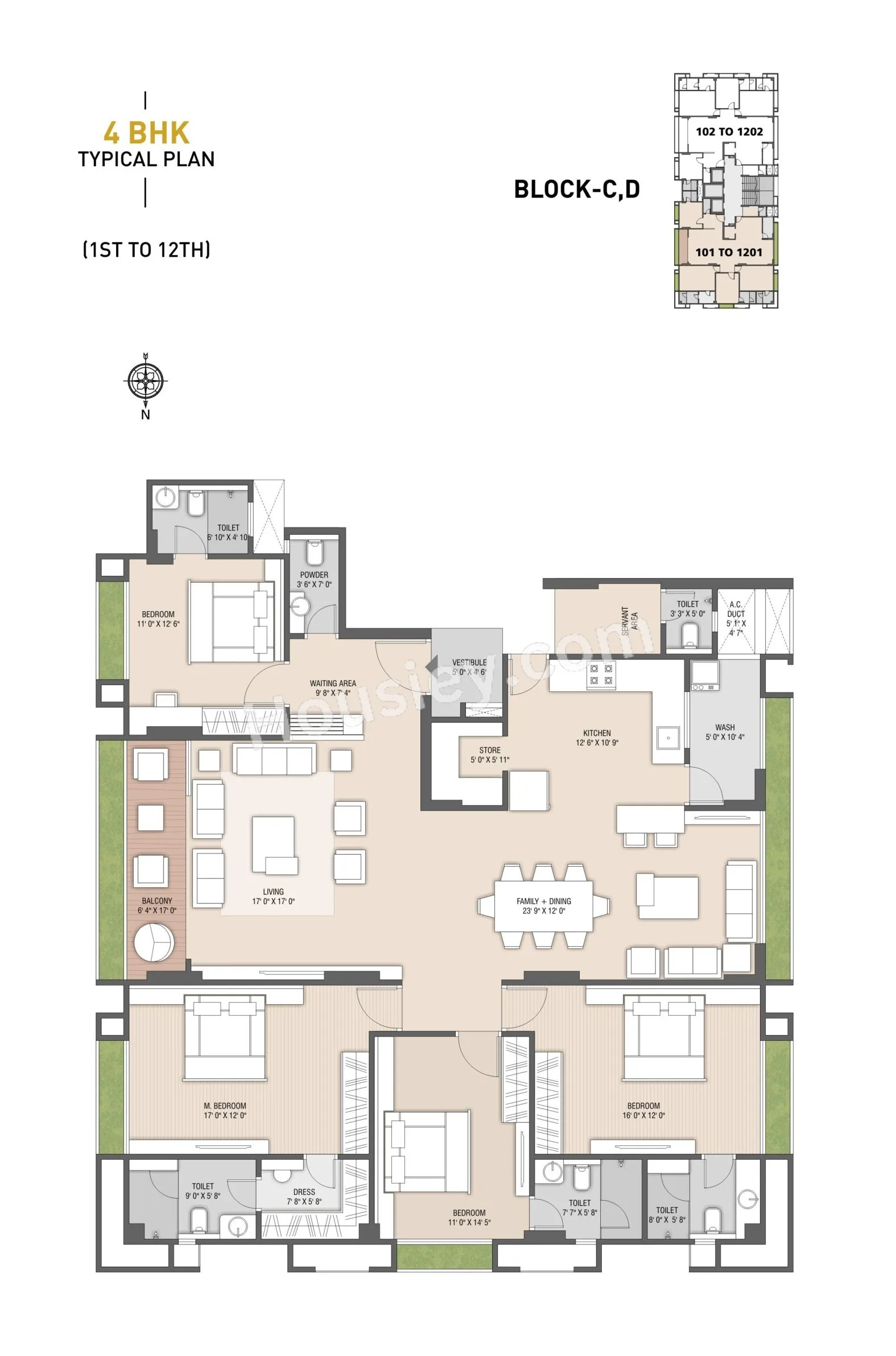 Shaligram Luxuria Unit plan - 2277 sq.ft.