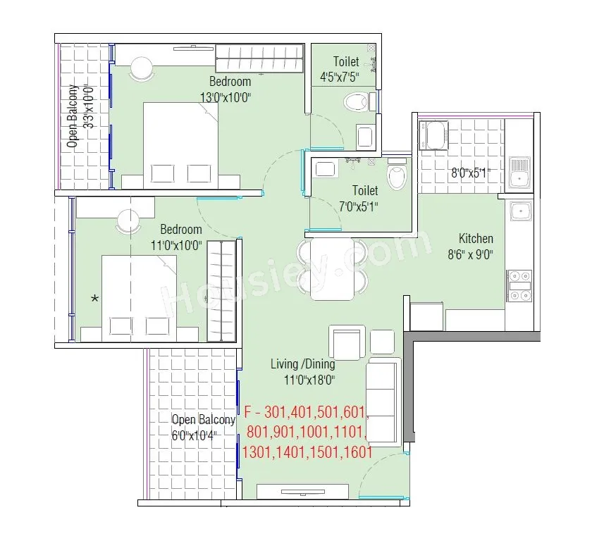 Shaligram Sky Unit plan - 748 sq.ft.