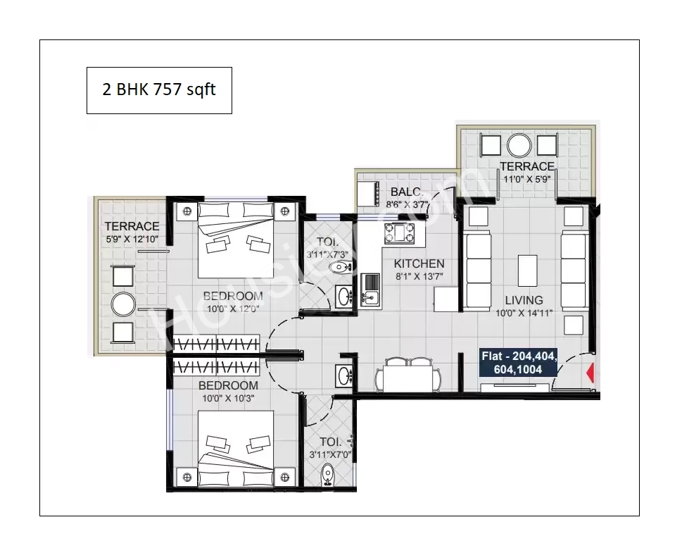 Shantai Divine Bliss Unit plan - 757 sq.ft.