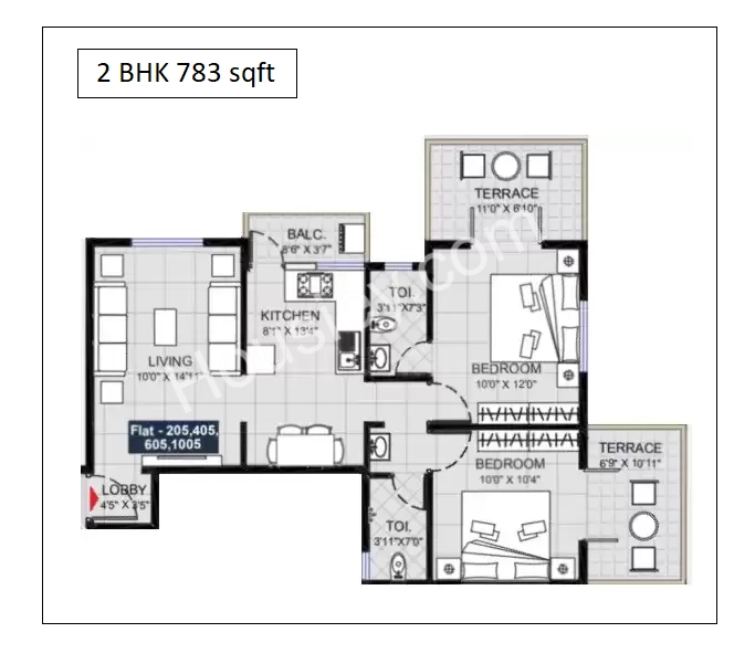 Shantai Divine Bliss Unit plan - 783 sq.ft.