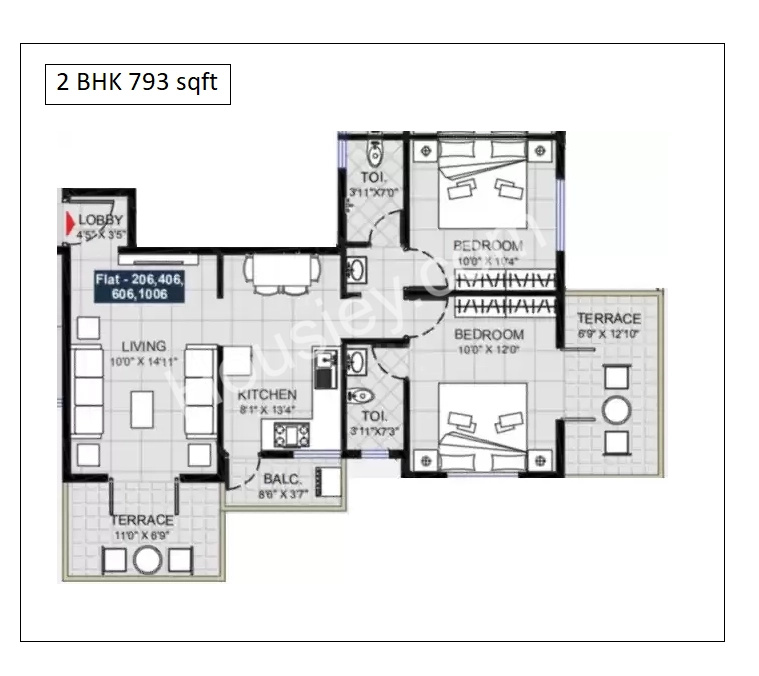 Shantai Divine Bliss Unit plan - 793 sq.ft.
