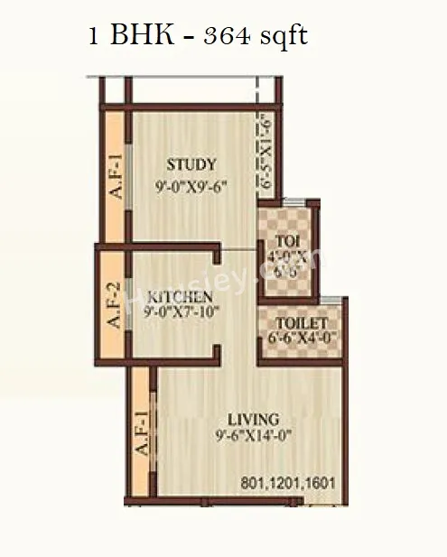 Shantee Sterling Heights Unit plan - 364 sq.ft.